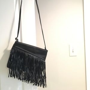 Express Fringe Black Crossbody